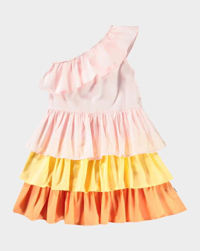 Girl's Cora Tiered Tricolor Dress, Size 7